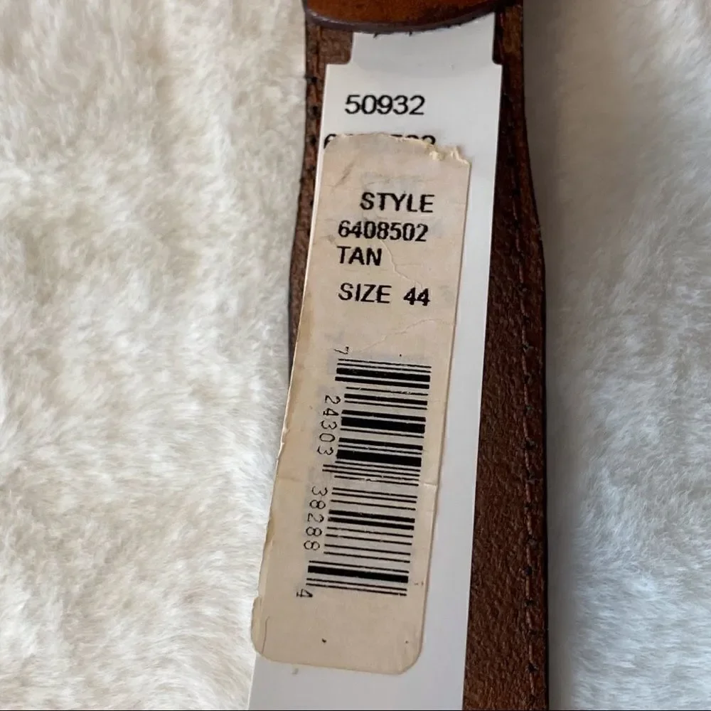 Tan Leather Belt With Silver Accents Size 44